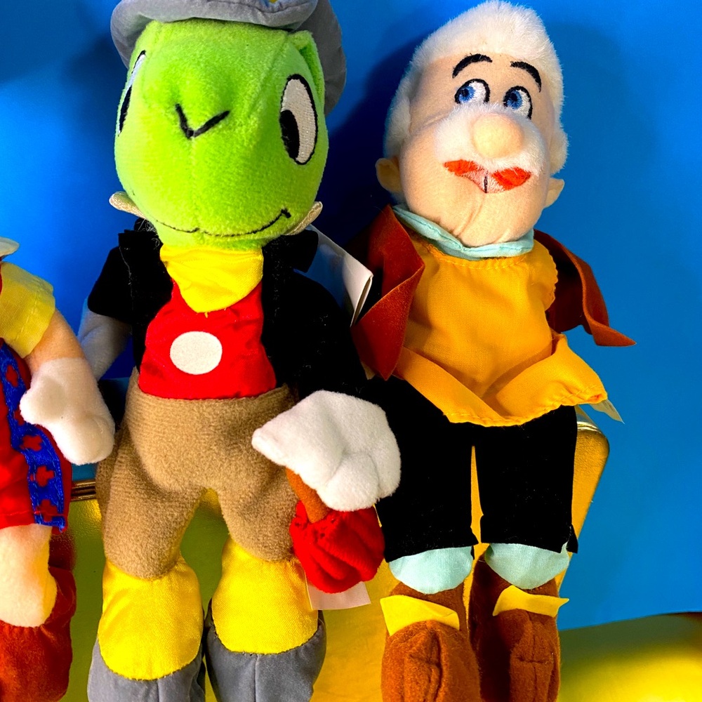 DISNEY EXCLUSIVE NWT VTG 90s PINOCCHIO GEPPETTO JIMINY CRICKET BEAN BAG PLUSH - Picture 6 of 15